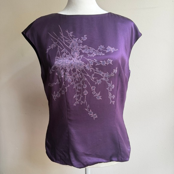 Dana Buchman Tops - Vintage Dana Buchman Silk Floral Sleeveless Blouse Purple 6 Whimsigoth